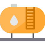 Illustration d'une citerne de mazout orange.