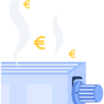 Illustration d'un chauffage qui chauffe et d'euros qui s'envolent