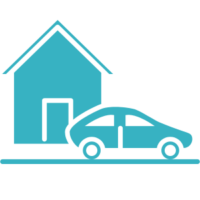 Illustration d'une voiture et d'une maison, représentant l'utilisation du HVO pour le transport et le chauffage.